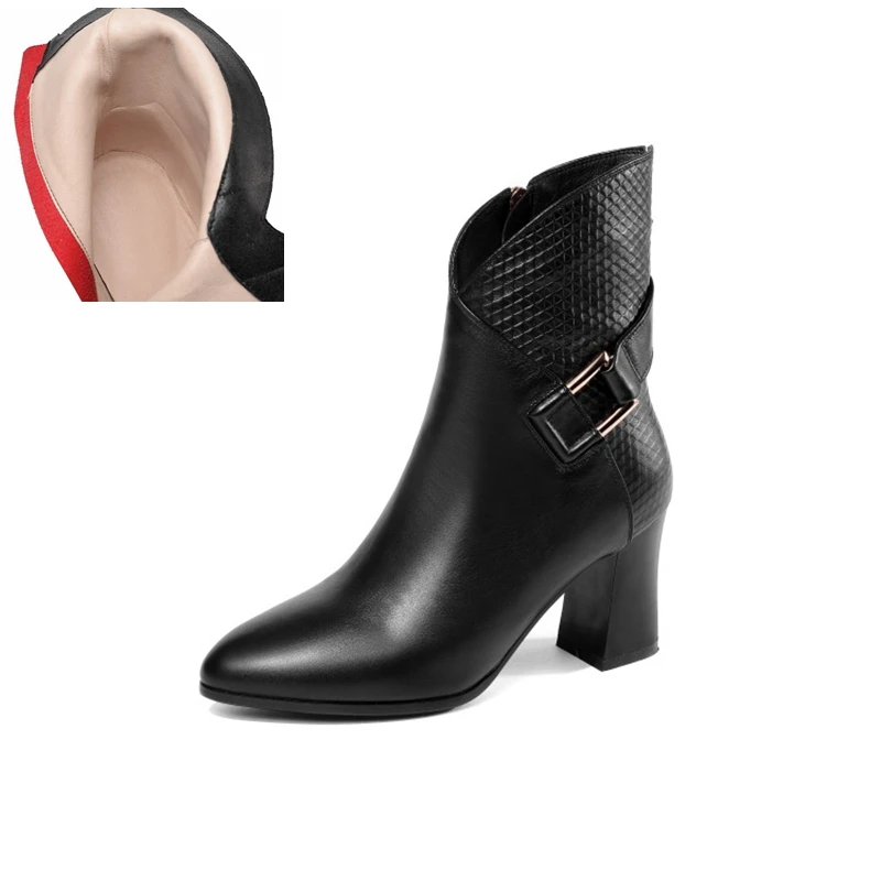 ORCHA LISA/ботильоны из натуральной кожи; женские ботинки на высоком каблуке; обувь со змеиным принтом; новые женские ботинки; botas feminina; C881 - Цвет: Black PU