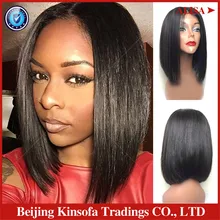 2016 Time-limited Pelucas 2017 Best Full Human Hair Bob Wigs&brazilian Virgin Lace Front Wigs Natural Black Short 130% Density