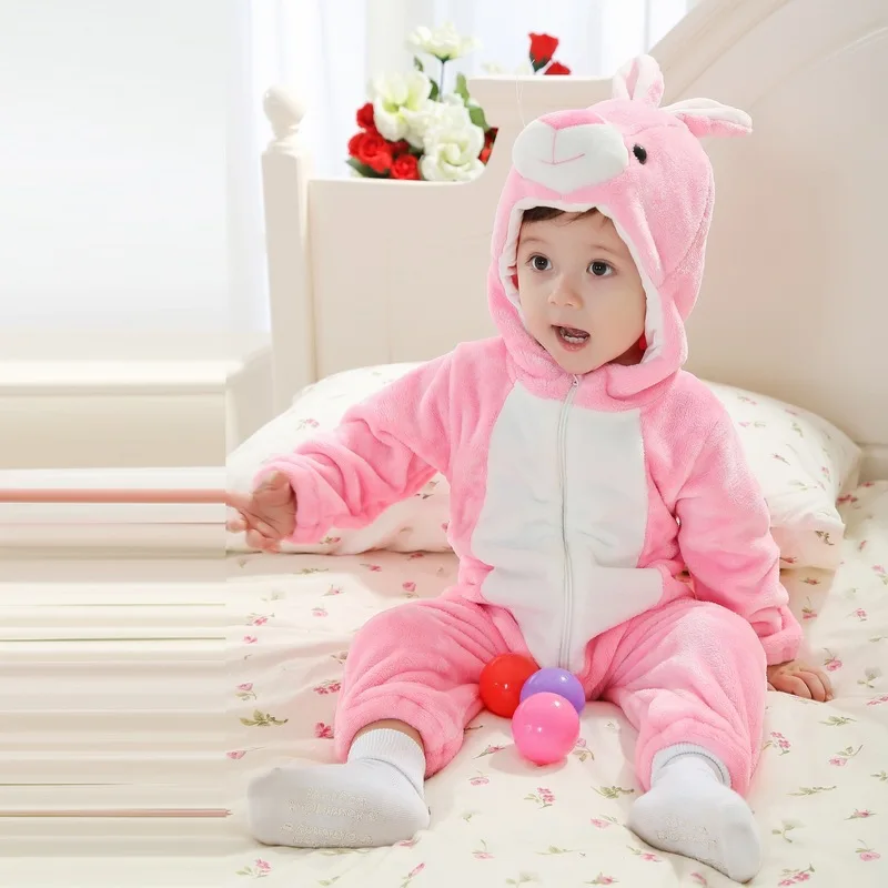 Горячая Распродажа зимняя одежда для малышей хлопок фланель подкладка стеганая мультфильм животных комбинезон одежда для малышей