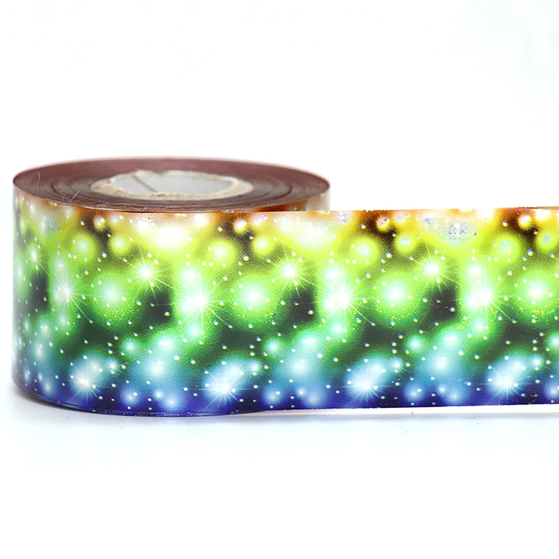 

1Roll Yellow Green Meteor Shower Nail Transfer Foils Laser Glitter Nail Art Transfer Stickers Manicure Nail Art Decorations