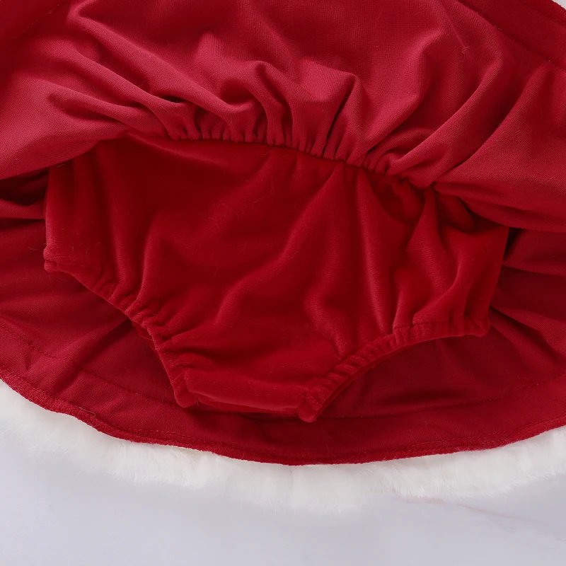2018 красное рождественское Платье Ползунки для новорожденных девочек Рождество блесток пушистый ремень ползунки платья праздничная одежда