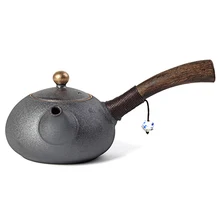 New Design Japanese Style Teapots Ceramic Wood Handle Kung Fu Tea Sets Chinese Porcelain Ceramic Kettle Vintage Tea Service
