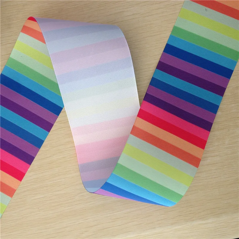 16 25 38 50 75 mm width rainbow printed Grosgrain Ribbon Hair Bows PR02in Ribbons from Home