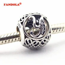 Ювелирные изделия из стерлингового серебра 925 пробы Подходит Пандора Подвески Браслеты Винтаж Y с прозрачными кубические циркониевые бусины