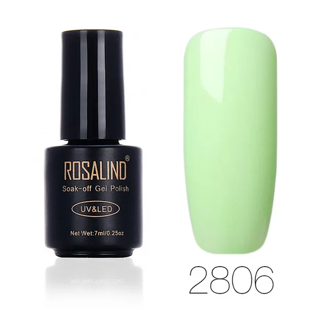 Гель ROSALIND 1, 7 мл, Гель-лак для ногтей, зеленый цвет, серия, замочить от УФ и светодиодный, Гель-лак, Полупостоянный лак для ногтей - Цвет: 2806