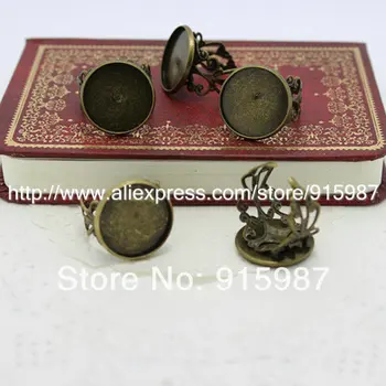 

Sweet Bell 10pcs/lot Fashion Vintage Adjustable Ring Bases Blanks 18mm Antique Bronze Cabochon Rings J2048