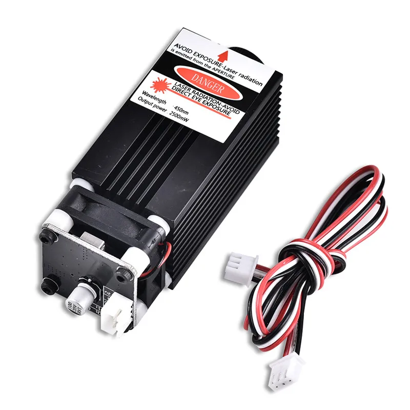 2.5W 450nm TTL PWM Control Blue Laser Module, DC 12V Focal Adjustable Laser Head, 100-240V Laser Head Engraving Module+goggles