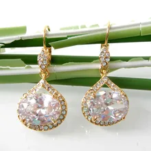 Navachi капли воды ясно, кубический циркон желтый кристалл Серьги-кольца smt2832