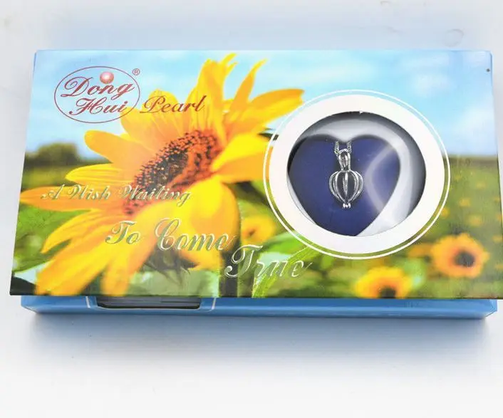 Great Xmas Gift Love Wish Pearl Kit Heart Cage 17" chain Necklac Sunflower-A