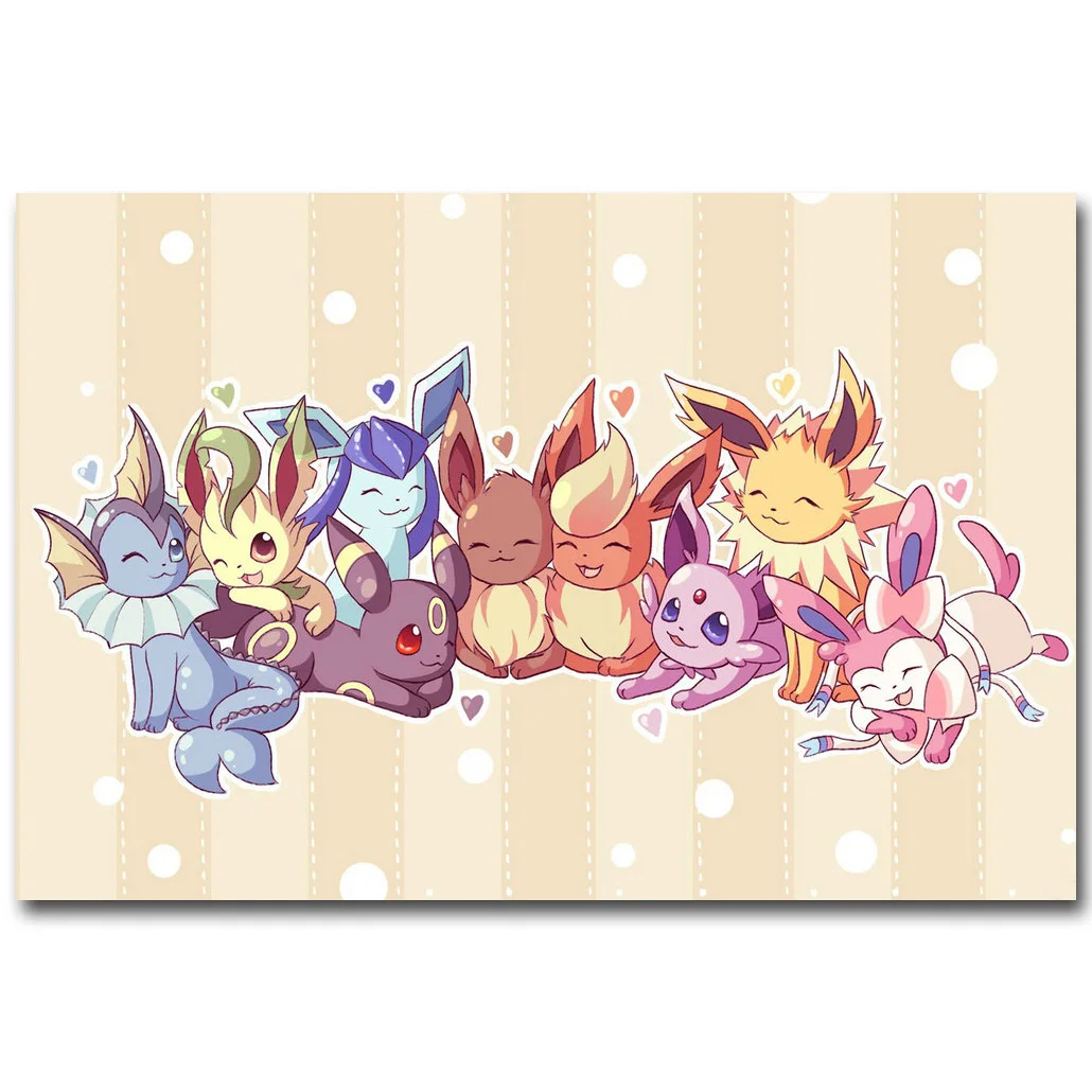 

Eevee - Pokemon XY Art Silk Fabric Poster Print 13x20 20x30inch Pocket Monster Anime Picture for Living Room Wall Decoration 021