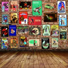 Tintin мультфильм Mteal дощечка с надписью Металл Винтаж кафе домашнее искусство детская комната Настенный декор уникальный подарок куадро DU-2524B