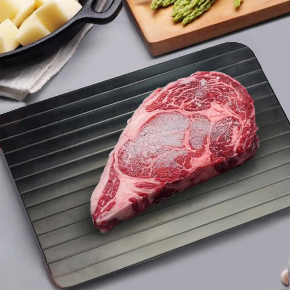 Defrost Tray Thaw Frozen Food Meat Fish In Minutes Home defrosting tray No Electricity Chemicals Microwave