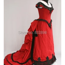 Красная Атласная Короткие Рукава Викторианской Суета Бальное платье Платье/Платье Партии