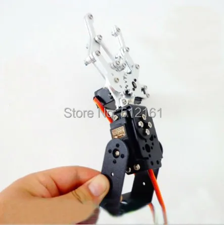 

Black two degrees of freedom robot arm gripper metal package aluminum mounting frame