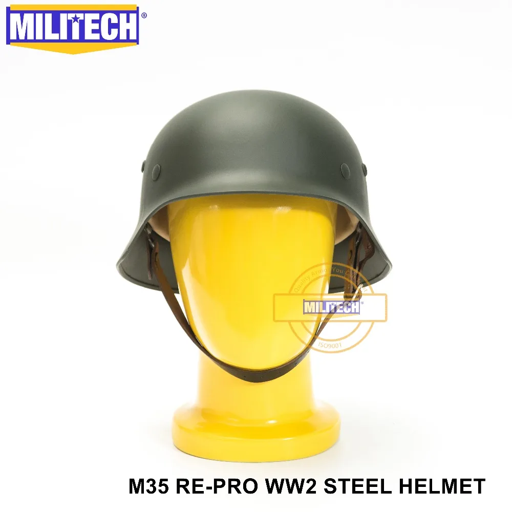 US $42.00 MILITECH Green WW2 German M35 Steel Helmet WW II M35 Repro German Helmet Motorcycle Safety Helmet World War 2 Collection Helmet