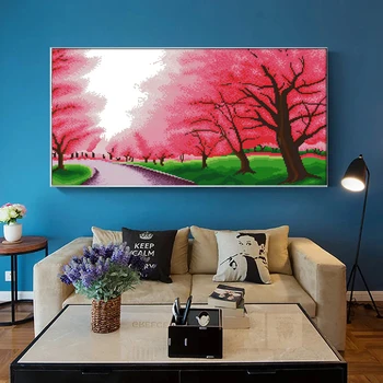 

Romantic Pink sakura Cross Stitch set painting 14CT DMC Counted Fantasy Embroidery Needlewor printed fairy tale Cross-stitch Kit