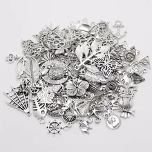 80 шт./лот случайный микс старинные серебряные талисманы болтаются металлические ювелирные изделия фурнитура подходят Подвески для изготовления ювелирных изделий