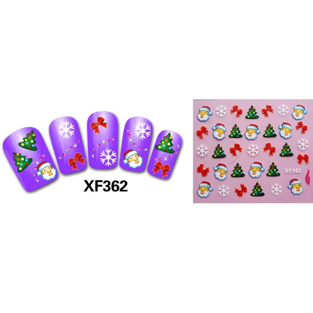 Sliders For Nail Art Decorations Women's Christmas 3d Nail Decals Water Transfer Stickers For Nails Finger Nagels Spulletjes#y2