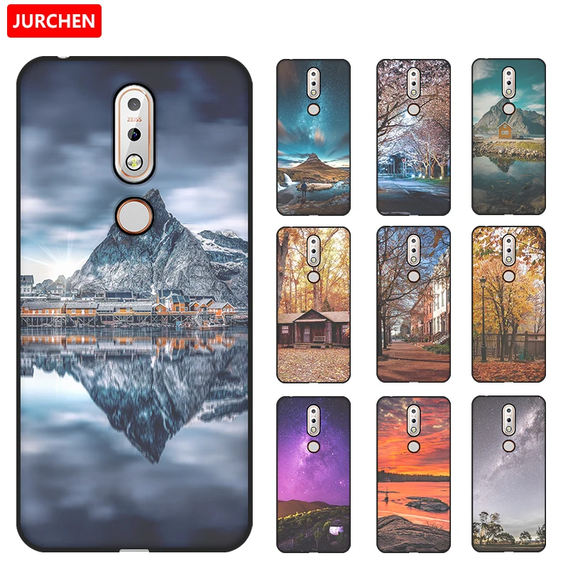 JURCHEN чехол для телефона Nokia 7 1 Nokia7.1 с 3D рисунком силиконовый мягкий черный матовый