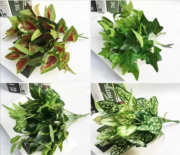 5 Bundles Artificial Green Plant Branch Leaf shaped For ...