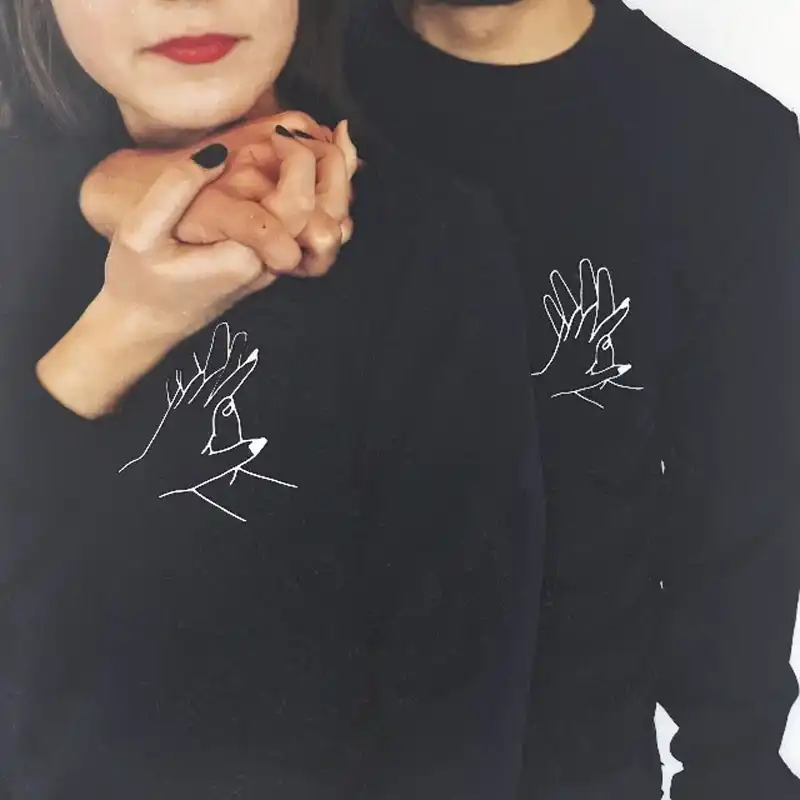 Lover's Interlocking Fingers Hand Print sudadera hombres mujeres pareja  gráfica sudaderas con capucha Casual Tumblr Hipster negro pulóveres| Sudaderas con capucha y sudaderas| - AliExpress