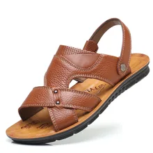 Г., новые модные летние мужские вьетнамки, сандалии Мужская обувь из натуральной кожи повседневные сандалии мужская пляжная обувь Дизайнерские сандалии на плоской подошве