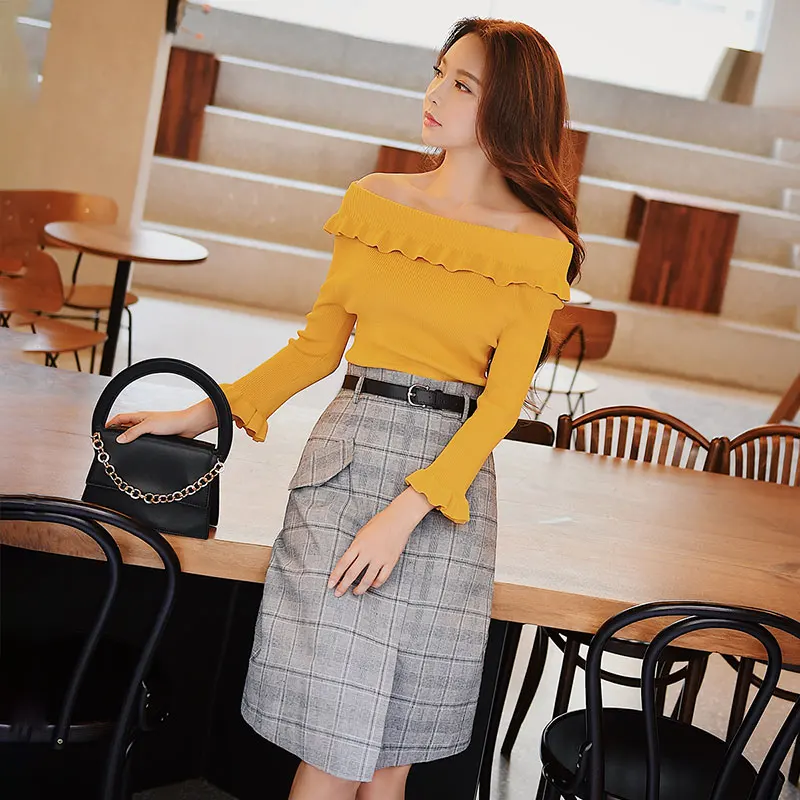 Dabuwawa Christmas Ruffles Knitted Sweater Autumn Winter Women Slim Butterfly Sleeve Yellow Sweater #D18CJS050 Dabuwawa Christmas Ruffles Knitted Sweater Autumn Winter Women Slim Butterfly Sleeve Yellow Sweater #D18CJS050
