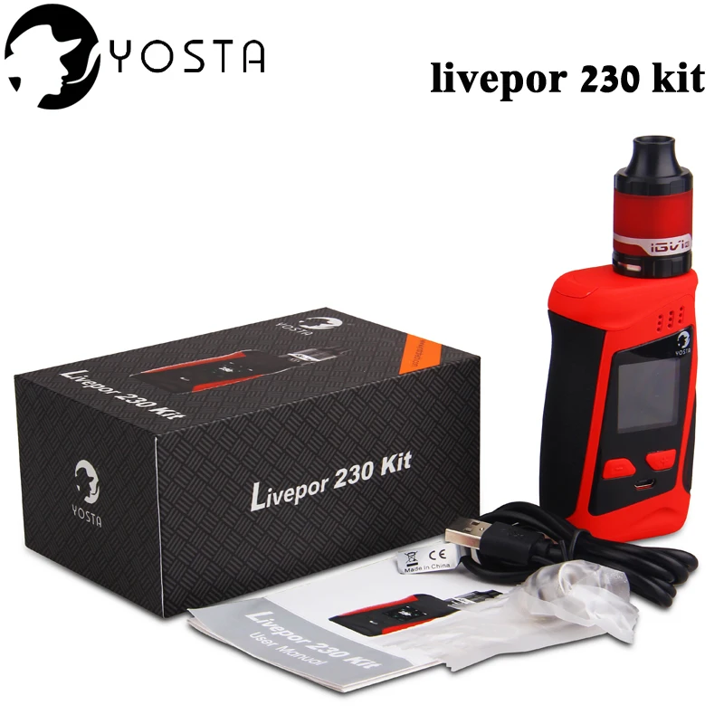 Оригинальный Yosta Livepor 230 TC kit 230W Box MOD Vape с баком iGVi P2 Sub ohm 4 мл 510 thread испаритель для