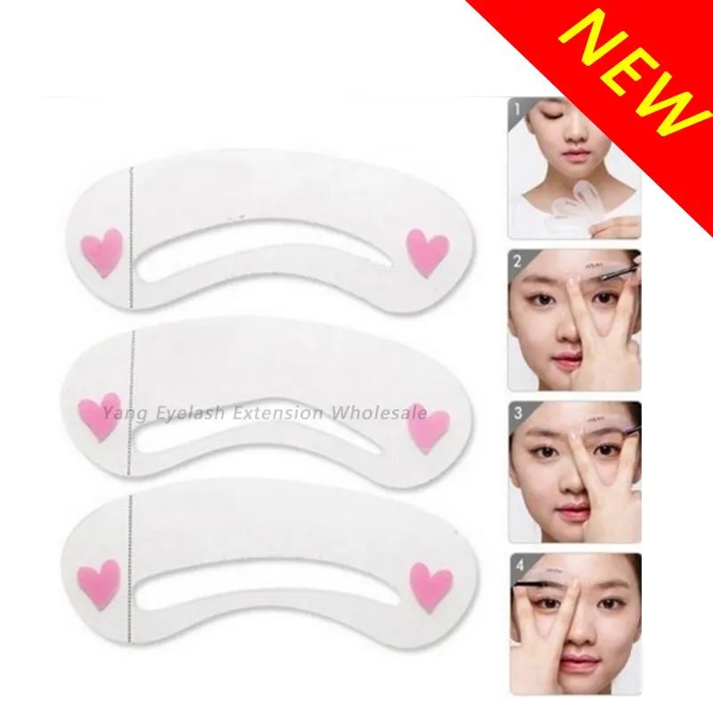 

Wholesale 100sets Eyebrow stencils 3 styles reusable eyebrow drawing guide card brow template DIY make up tools Good Packing