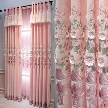 

2019 New style Custom Embossed Thickened Cheney Embroidery Curtain Modern Living Room Bedroom Window