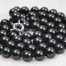 Горячая распродажа стиль >>>>> 10 мм 2" черный юг морские раковины жемчужное ожерелье AAA