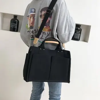 

Large-capacity casual canvas bag multi-pocket practical single shoulder bag crossbody bags sloping bag women handbags