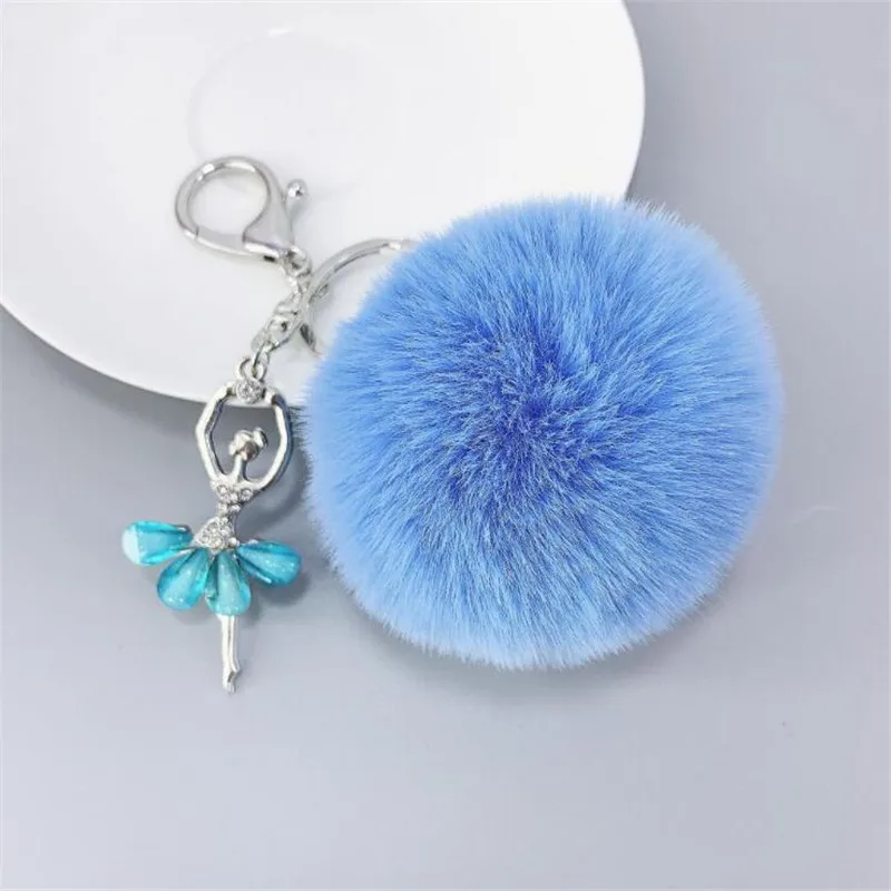 Miss Pompom Sky Blue Furball Bag Chain