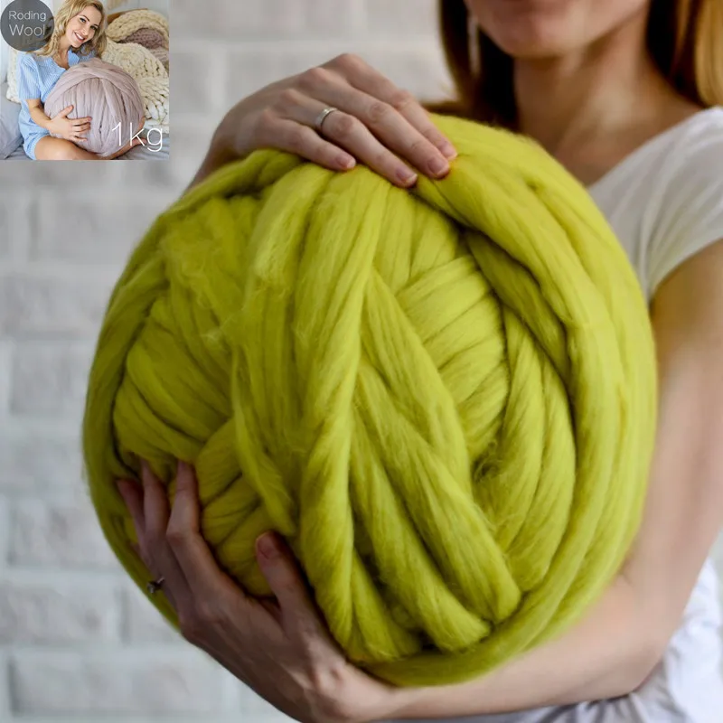 1000G Gaint Roding wool Gaint Super Chunky Yarn Soft Merino Wool Yarn Roving Spinning for DIY Knitting Hand Knit Blanket 1000G Gaint Roding wool Gaint Super Chunky Yarn Soft Merino Wool Yarn Roving Spinning for DIY Knitting Hand Knit Blanket