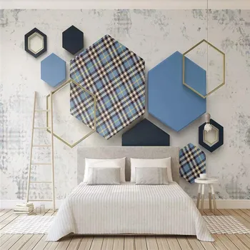 

Seamless wallpaper Quadrilateral plaid mosaic pattern 3d geometric background wall professional production mural wallpaper