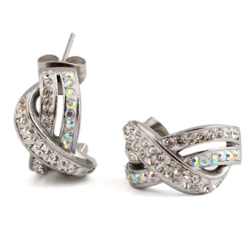 

316 Stainless Steel X Crystal designer Stud earrings for women