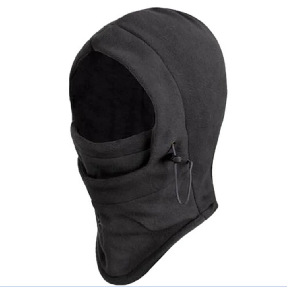 Теплая Флисовая Балаклава, шапка с капюшоном для шеи, теплая маска для лица для езды на велосипеде, зимняя спортивная маска для лица для мужчин, велосипедная маска в масках - Цвет: Черный