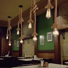Vintage Hemp Rope Pendant Light AC90-260V E27 Loft Creative Personality Industrial Pendant Lamp For Restaurant Coffee F creative diy retro rope pendant light loft vintage lamp restaurant bedroom diningroom pendant lamp hand knitted hemp rope light