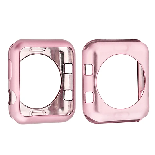 TPU Colorful plating Protector case For Apple Watch 3 2 1 42MM 38MM TPU Cover All-inclusive case For Iwatch 3 2 1 38MM 42MM - Цвет: rose pink