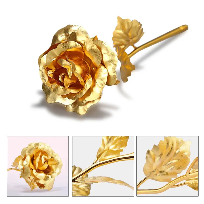 1 pcs 24k Gold Foil Plated Rose Flower Gift For Valentine's Day Wedding