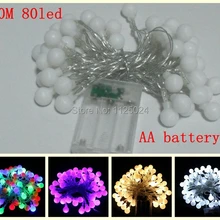 АА батареи светодиодной строки Вишня мяч свет 10 м 80LED свет украшения для дома/вечерние /свадебные
