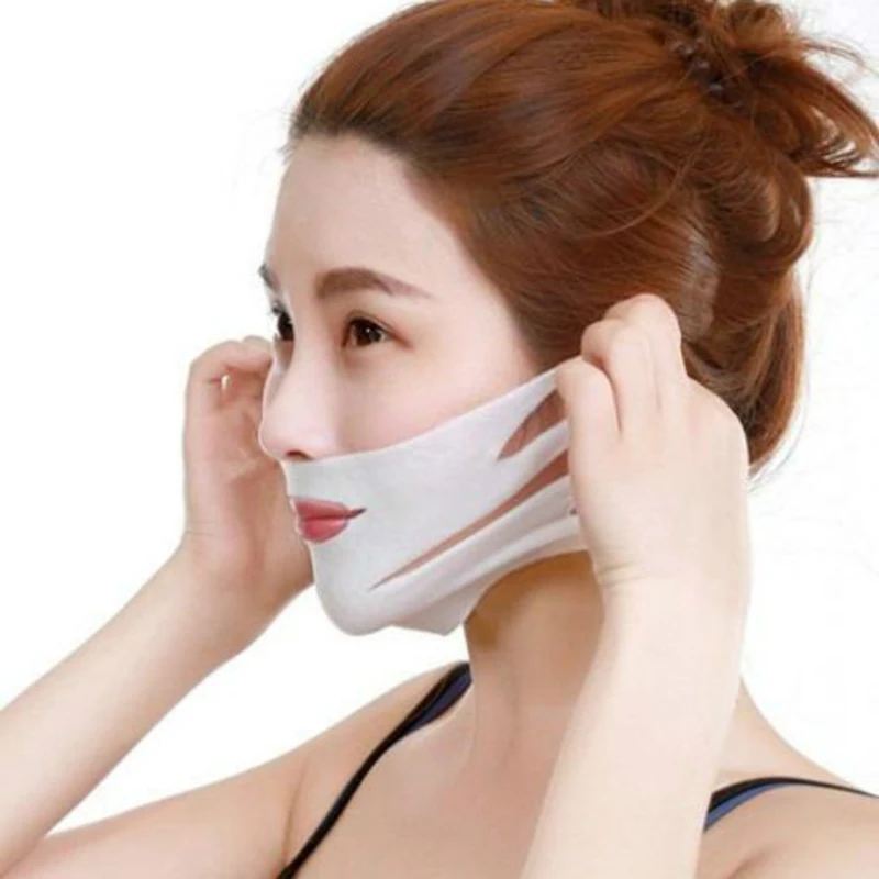 1/2 pcs Double V Face Shape Tension Firming Mask Paper Slimming Eliminate Edema Lifting Firming Thin Masseter Face Care Tool SMJ