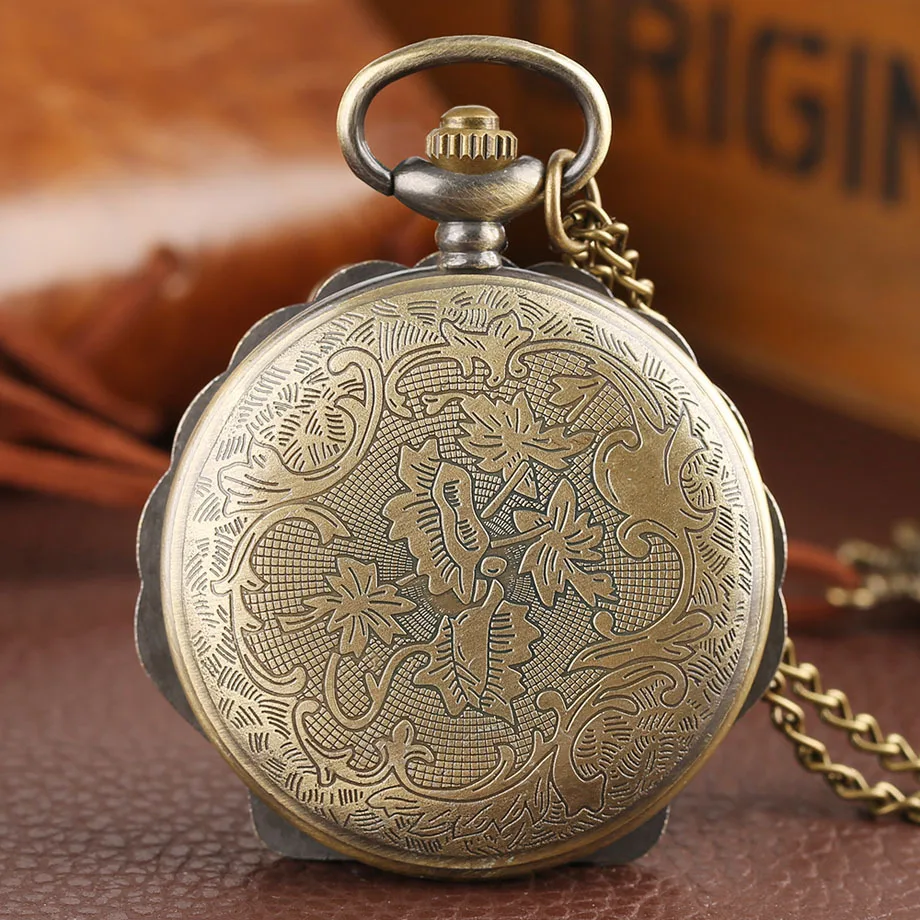 YISUYA Retro Big Shell Quartz Number Pocket Watch Women Decorate Imitation Diamond Case Necklace Pendant Chain Gifts for Kids (8) - 