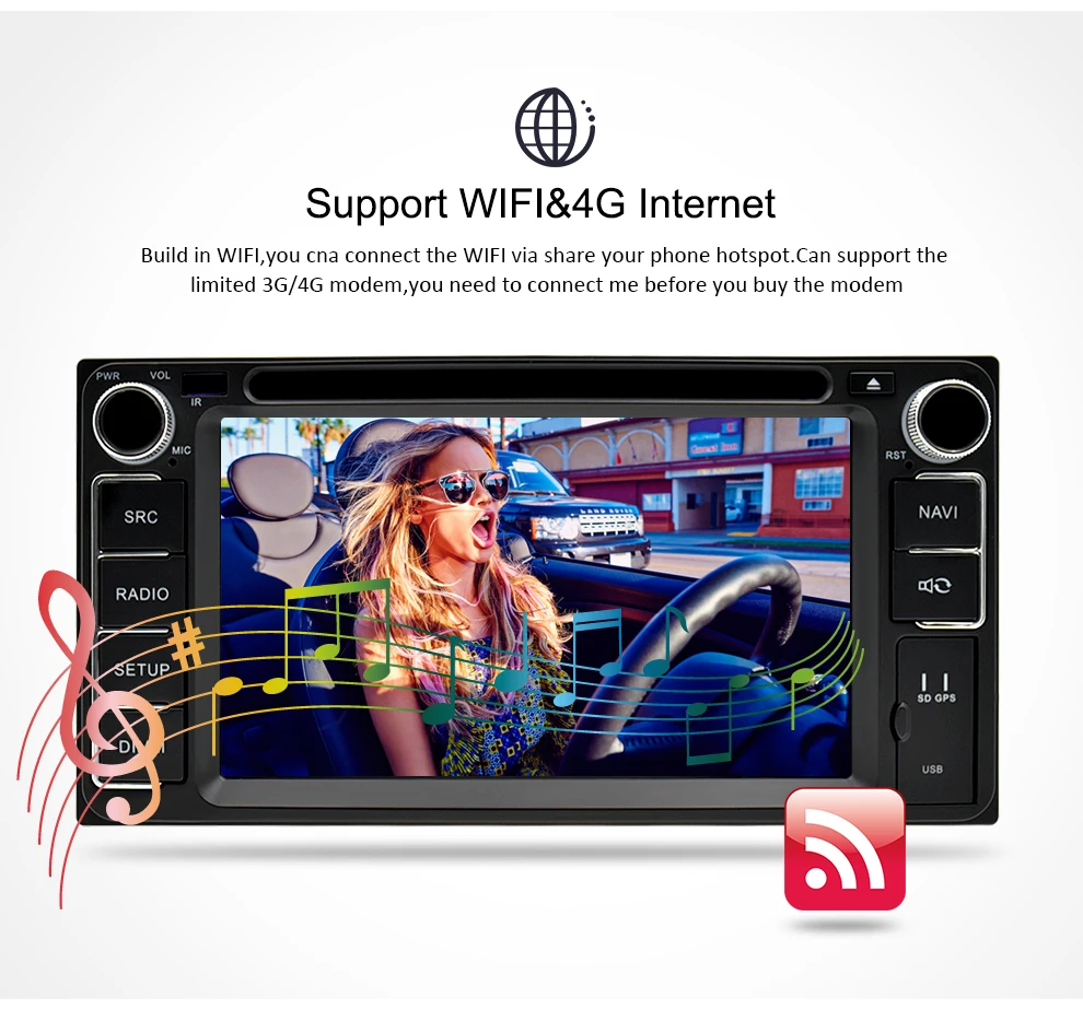 Top Universal Android 9.0 DVD GPS Navigation Radio Video Player Stereo 4G RAM+64G ROM 2 Din Wifi Bluetooth headunit Car Multimedia 4