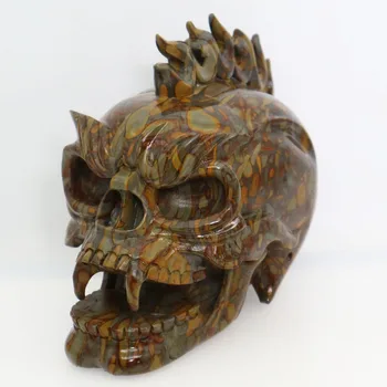 

5.75" 1974g,BAMBOO JASPER Handmade Carved Crystal Skull Crystal Realistic Crystal Healing Furnishing Articles Figurine TD45