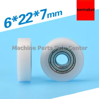 

6 * 22 * 7 move flat round F type nylon bag plastic injection plastic doors and Windows slide wheel inline 696 carbon steel bear