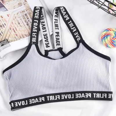 Letter Sport Bra Tops Cotton Underwear Breathable Sportswear for Women Gym Wear Fitness Running Yoga Push Up Sports Bra Top