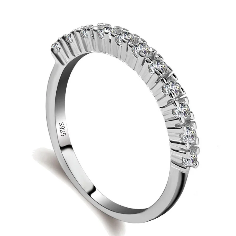 Белый кристалл простые кольца для женщин кубического циркония ювелирные изделия Винтаж кольцо из стерлингового серебра 925 с камнями подарки на день Святого Валентина