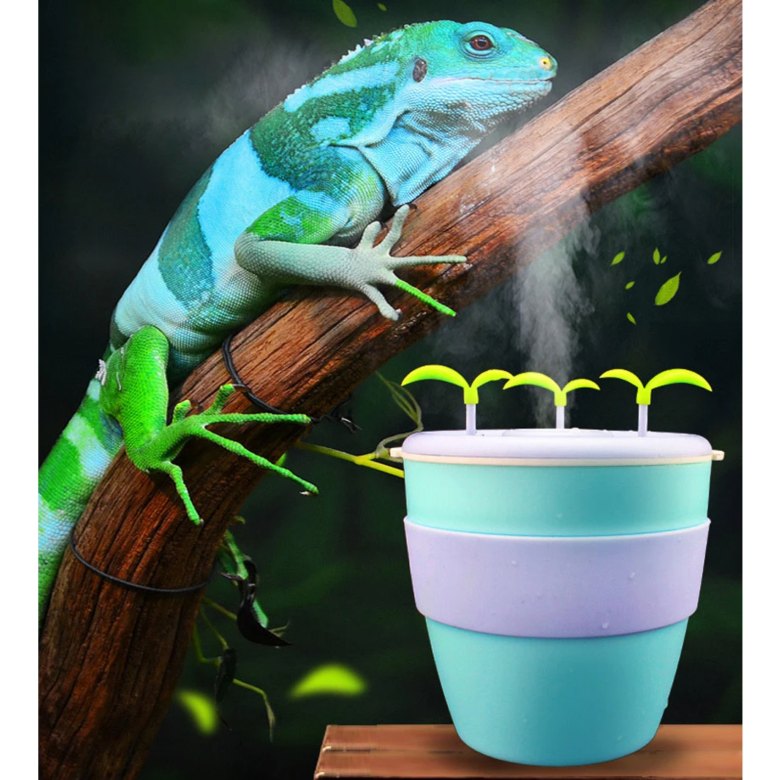 

Pet Humidifier Moisturizing Anion Atomizer for Potted Plant Reptile Tank - Cyan