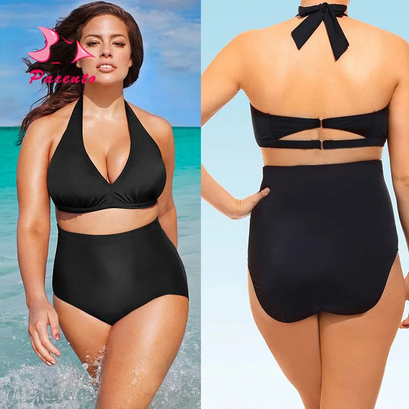 

Bikini 2017 Large Size Swimwear Female High Waist Swimsuits Bathing Suit Women Push Up Bikini Set Plavky Black Swim Suit 4XL 5XL